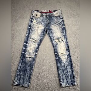 Mens Switch Premium Denim Jeans Distressed Med Blue 36x32